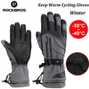 Guantes de ciclismo ROCKBROS de invierno de 40 grados, guantes impermeables de lana para mantener el calor, guantes de pantalla táctil para bicicleta, Moto, esquí, senderismo