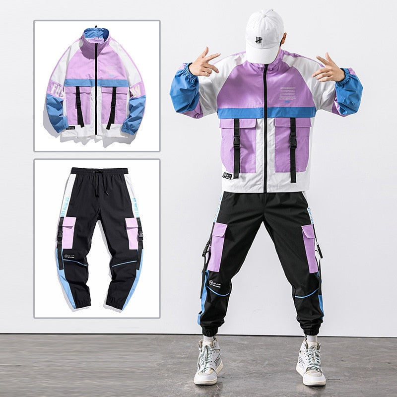 Herren Streetwear Trainingsanzug Harajuku Jogger Anzug Sets Herren Trainingsanzug Jacke + Hose 2PC Sets Frühling Herbst Jacken + lange Hosen