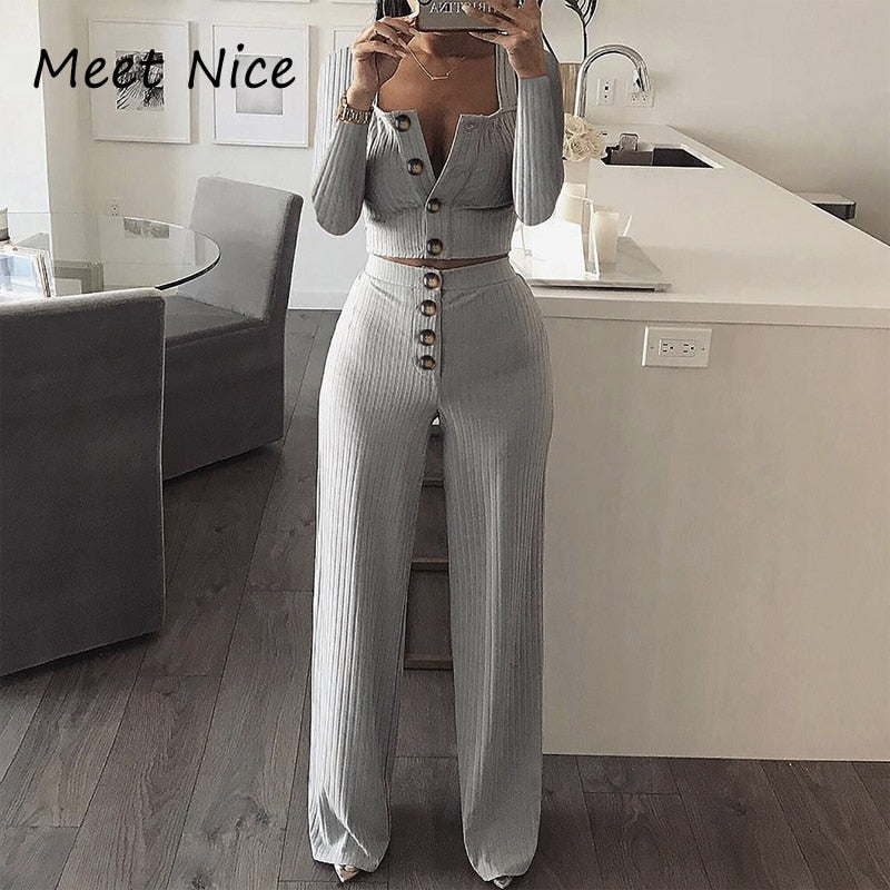 Ribbed 2 Two Piece Set Women&