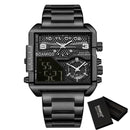 BOAMIGO Top a estrenar 3 zona horaria reloj hombre deporte relojes digitales acero inoxidable militar cuarzo reloj relogio masculino