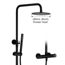 Grifo de baño de temperatura termostática, cabezal de ducha de lluvia de montaje en pared de latón dorado cepillado, rociador de mano de dos funciones, mezcla de agua fría y caliente