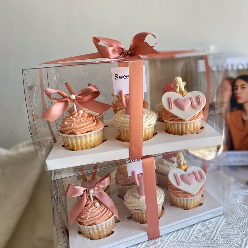 StoBag 5 Stück transparente tragbare Cupcake-Box Brot-Kuchen-Boxen und Verpackung Patisserie Hochzeit Babyparty-Party-Dekoration