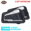 HEROBIKER 2 Sets 1200M BT Casco de motocicleta Intercomunicador Impermeable Inalámbrico Bluetooth Moto Auriculares Interphone Radio FM para 2 paseos