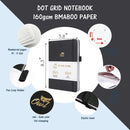 BUKE Dotted Journal Dot Grid Notebook Sketcbook - PU Leather, 160gsm Thick Paper, Inner Pocket, Elastic Closure, Pen Holder