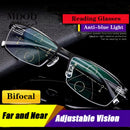 New Men's distance and near reading glasses Multi-focus automatic adjustment degree Anti-Blu-ray Presbyopia HD Glasses