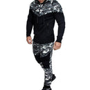 Men Causal Camouflage Patchwork Sets Camo Zipper Jacket+Pants 2PC Tracksuit Sportwear Hoodies Sweatshirt Pant Suit Plus Size