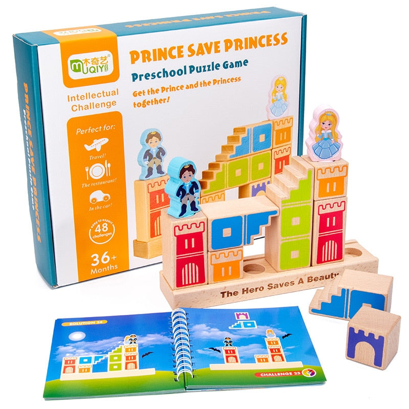 Juego de caja mágica de madera Montessori, juguetes educativos para niños, aprendizaje temprano, bloques de construcción de madera 3D, regalos de cumpleaños