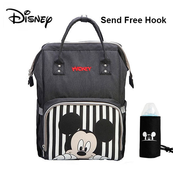 Mochila clásica de Disney para pañales de bebé de la serie Mickey Minnine con bolsa de momia USB para viajes, bolsas de pañales de maternidad de gran capacidad