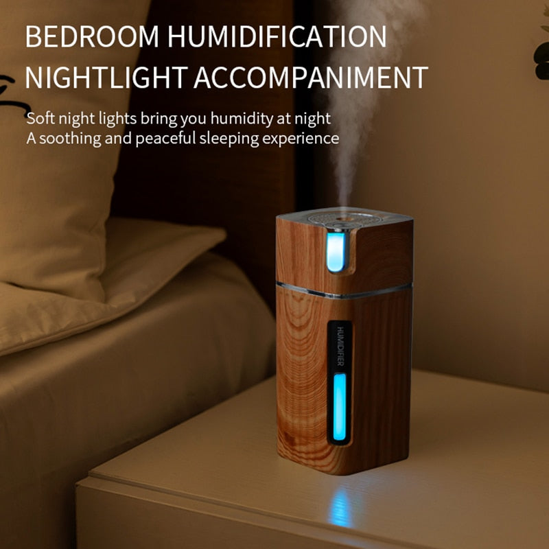 Humidificador de aire USB portátil de 300ML, difusor de agua con luz para el hogar, coche, Humidificador fresco ultrasónico, Mini generador de niebla, nebulizador