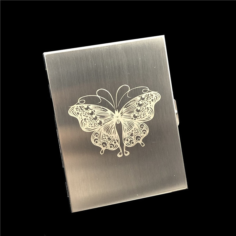 Alalinong Codex Gigas Stainless Steel Cigarette Case Ultra Thin Metal Universal Cigarette Box Wire Drawing Process Smoking Beast