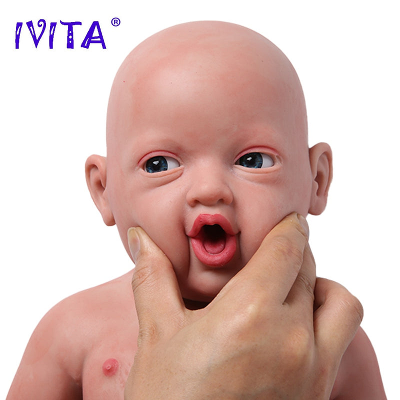 IVITA WB1513 59 cm 5210 g Original Vollsilikon Reborn Babypuppen Augen geöffnet Neugeborenes lebendiges lachendes Baby Spielzeug für Kinder Geschenk