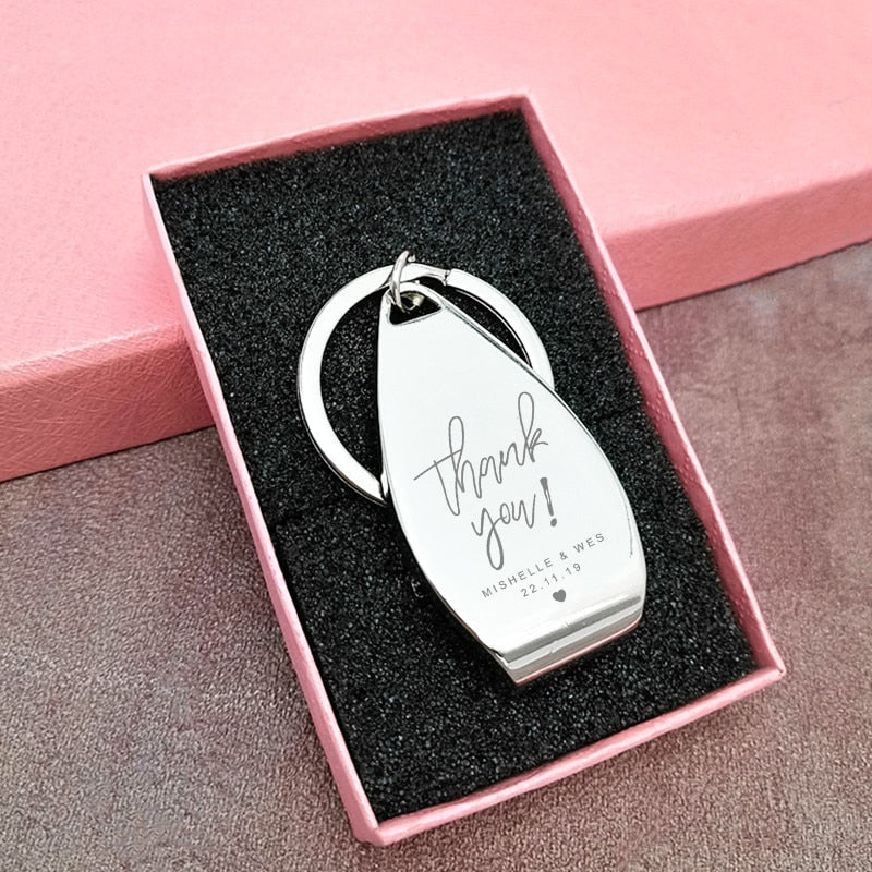 10x Free Engraved Personalised Wedding Favour Keyring Bottle Opener Keychain Personalized Wedding Favor Gift Souvenir