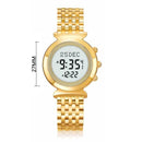 AL Harameen Fajr Time Watch with Azan and Qibla Direction Water Resistant Stainless Steel Islamic Lady Prayer Clock