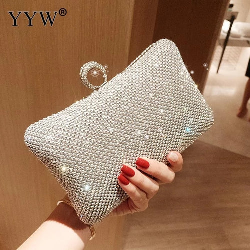 Damen Abend Party Clutch Bag Abend Clutch Handtasche Kette Damen Geldbörse Geldbörse für Handy Lippenstift Hochzeit Clutch Silber