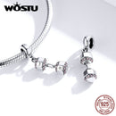 WOSTU Fashion 925 Sterling Silver Dumbbell Fitness Charms Fit Original Bracelet Pendant Beads Women DIY Necklace Jewelry CQC1340