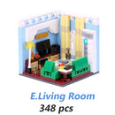 MEOA Living House Sets 6 Styles Home Furnishing Building Blocks MOC Bricks City Friends Home Building Sets Educational Toys Gift
