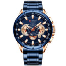 Reloj Curren para hombre, marca de lujo, esfera grande, relojes de cuarzo azul para hombre, cronógrafo, reloj de pulsera deportivo para hombre, reloj de fecha de acero inoxidable
