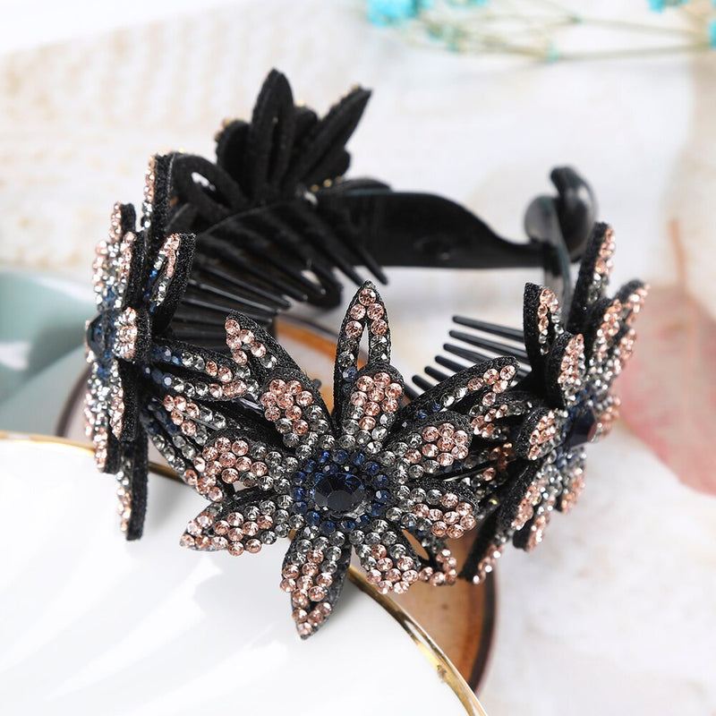 Fashion Women Bun Crystal Hair Claw Horsetail Buckle Hair Clip Bird Nest Expanding Hair Accessories Female Ponytail Headwear