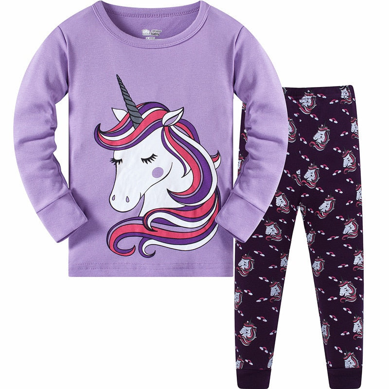 Conjunto de pijamas de unicornio para niñas, traje dulce de primavera y otoño para niños, ropa de dormir Infantil de dibujos animados para niños