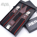 Genuine Leather Men's Suspenders  3/6 Clips Braces Suspensor Adjustable Belt Strap Bretelles Vintage Male Garter For Shirt
