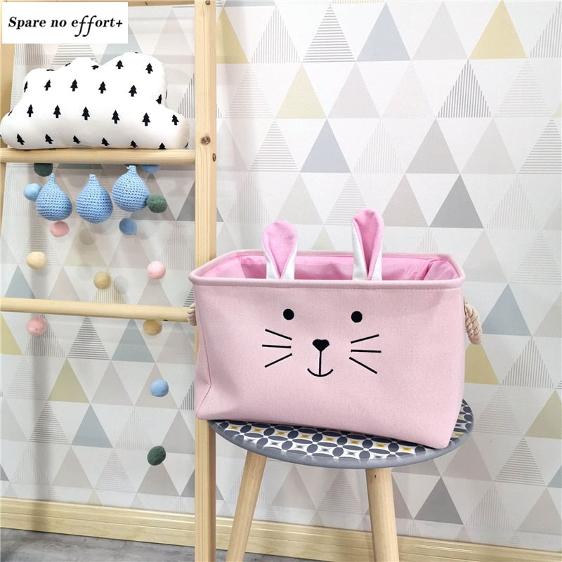 Sundries Storage Barrels High Capacity Pink Cat Dinosaur Foldable Toy Storage Box Home Organizer Dirty Laundry Basket