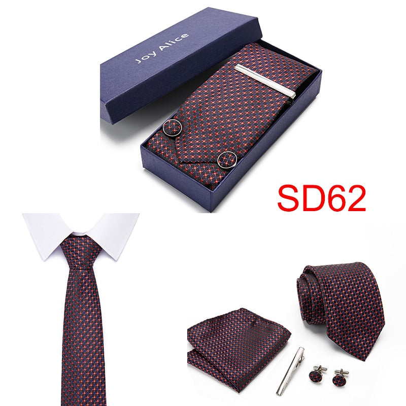 Gift Box 38 styles Tie Set Hanky Cufflinks With Gift Box Jacquard Woven Neckties Set For Men Wedding Party Lots of  accessories