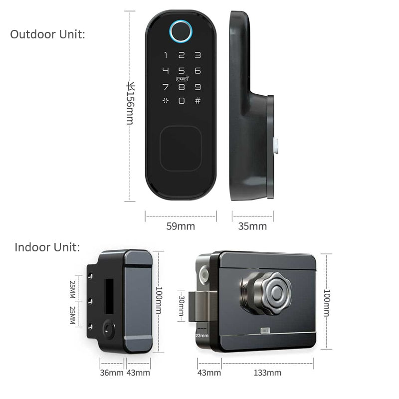 RAYKUBE Fingerabdruck-Türschloss mit Bluetooth TT Lock APP Passwort Smart Card 13,56 MHz IC Arbeit mit Gateway Wifi Alexa T03