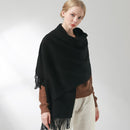 Bufanda de lana pura de 100% para invierno, chales y chales gruesos para mujer, Echarpe para mujer, Foulard para mujer, bufandas de Cachemira sólida para invierno, estolas