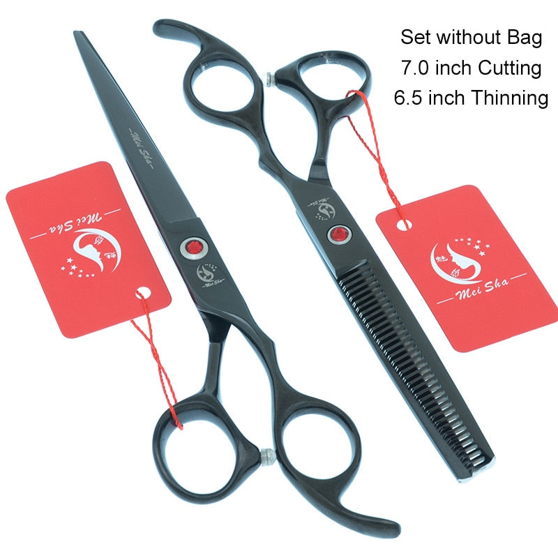 7.0 Inch Big Professional Hairdressing Cutting Scissors 6.5 Inch Thinning Shears Salon Barbers JP440C Blue Hair Tesouras A0132A