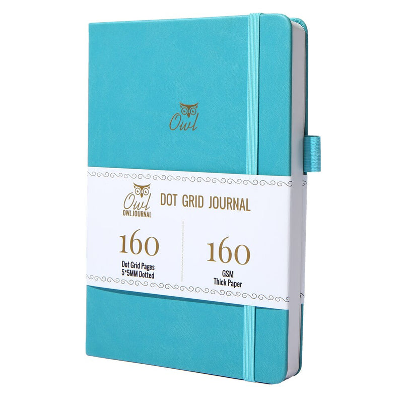 BUKE Dotted Journal Dot Grid Notebook Sketcbook - PU Leather, 160gsm Thick Paper, Inner Pocket, Elastic Closure, Pen Holder