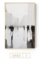 100% pintado a mano, pintura al óleo británica abstracta, lienzo moderno, cuadros de pared para sala de estar, decoración del hogar, arte blanco y negro