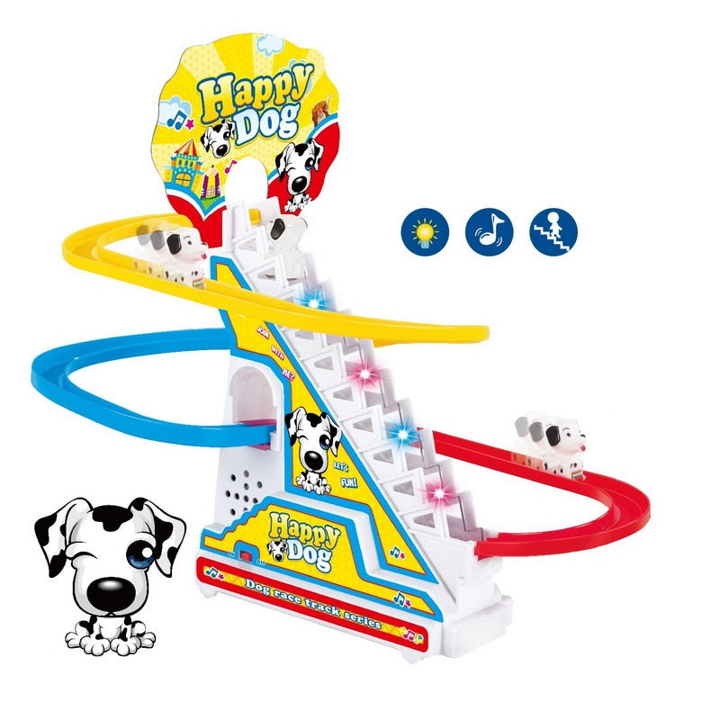 Climbing Stairs Track Toys Cartoon Penguin Dinosaur Dog Duck For Children Electronic Music Kids Funny Boys Girls Birthday Gift