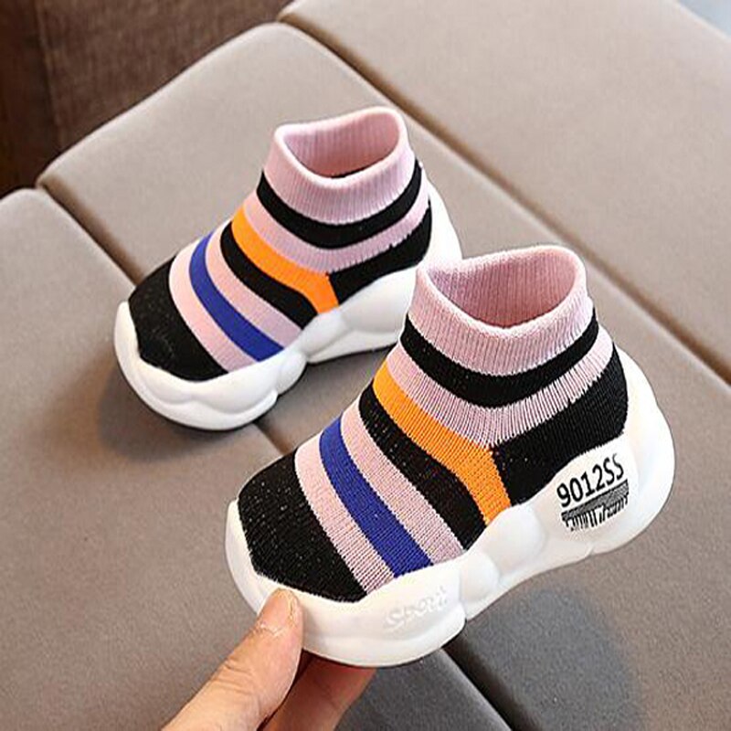 Zapatos de tenis para niños, zapatillas de deporte para niñas, zapatos de arcoíris, calzado de malla para niños, calzado a rayas para niños pequeños, calzado informal SandQ Baby New