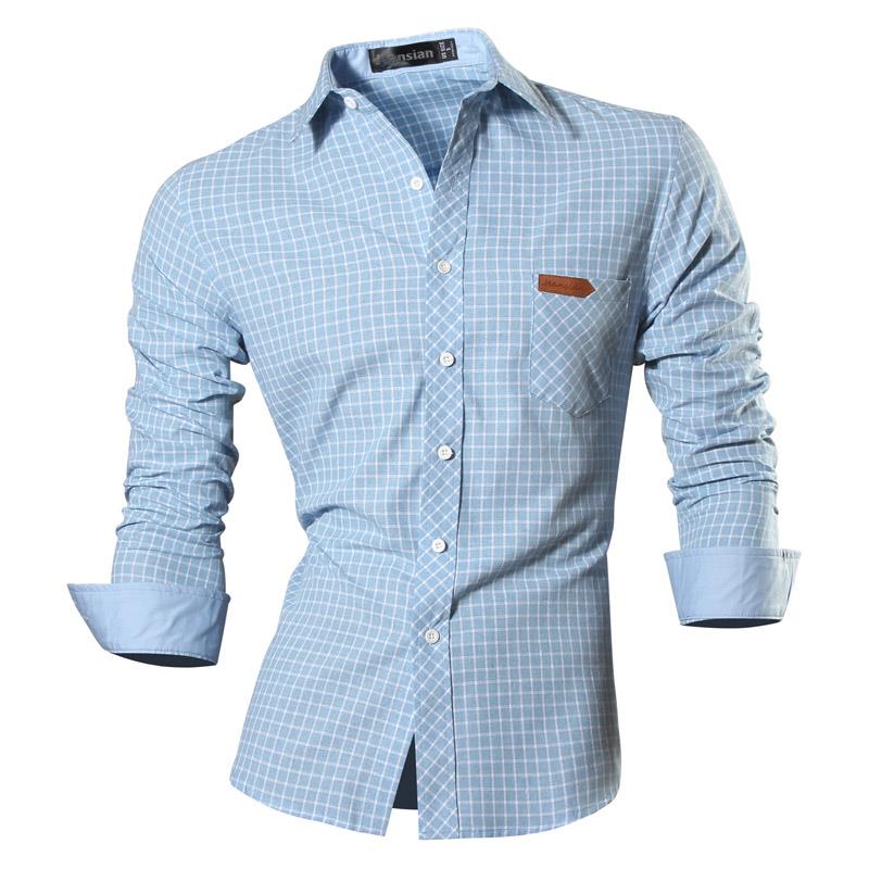 jeansian Spring Autumn Features Shirts Men Casual Long Sleeve Casual Male Shirts Zipper Decoration (No Pockets) Z015