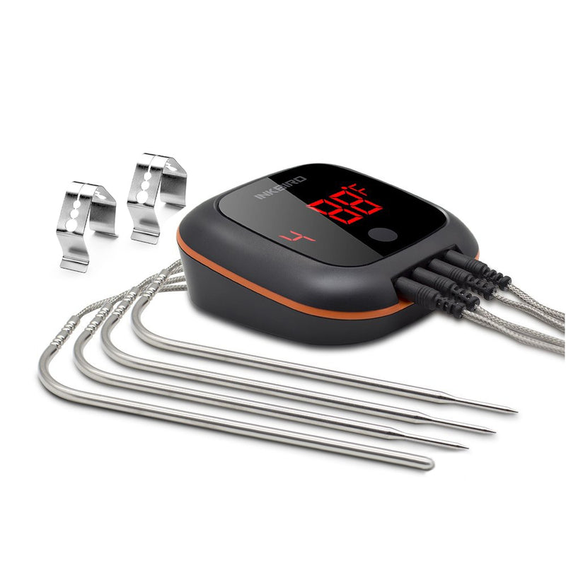 INKBIRD IBT-4XS Digitaler Rotations-Lesebildschirm BBQ-Fleisch-Kochthermometer Bluetooth-Verbindung, magnetisches Design und 2/4 Sonden