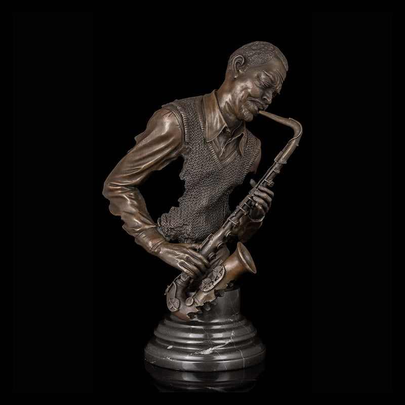 ArtsHom AH-056 estatua de música de bronce escultura accesorios para el hogar hombre Paly saxofón estatua escultura decorativa para el hogar