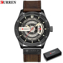 CURREN Men Military Sports Watches Men's Quartz Date Clock Man Casual Leather Wristwatches  Relogio Masculino