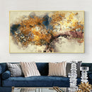Hand Painted Oil Painting On Canvas Abstract Textured Brown Trees With Yellow Leaves Wall Art Painting For Modern Home Decor