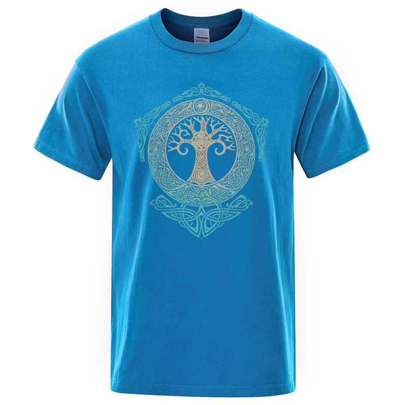 Yggdrasil T-Shirt Weltbaum Männer Tops Modemuster T-Shirt 2022 Sommer Marke T-Shirt Odin Aesir Nordische Mythologie Herren T-Shirt