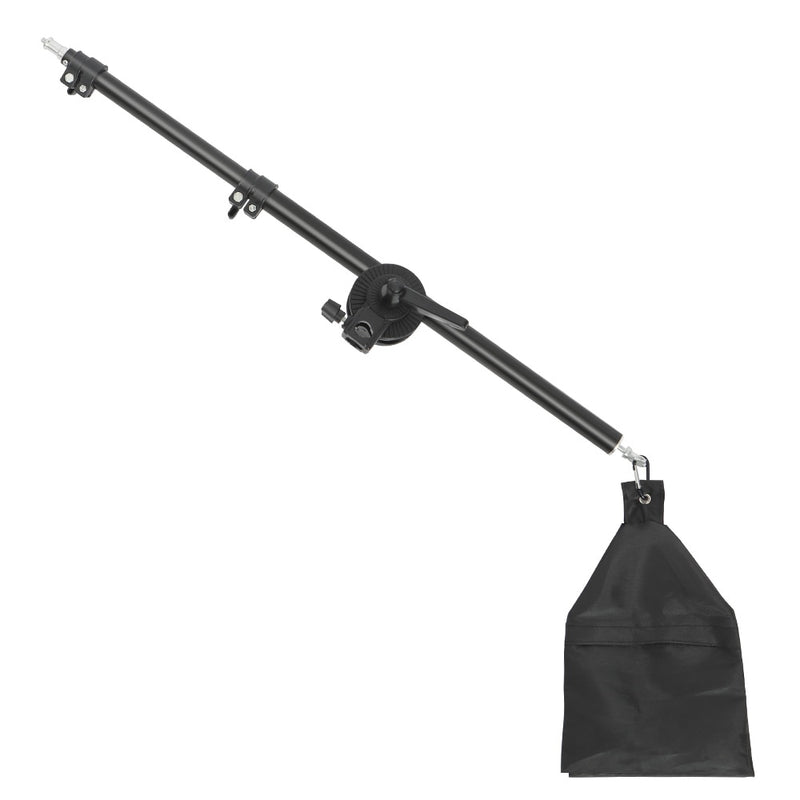 Soporte voladizo ajustable para estudio fotográfico, brazo cruzado con bolsa de arena, abrazadera pivotante, uso para soporte de luz, accesorios, barra de extensión de 135CM