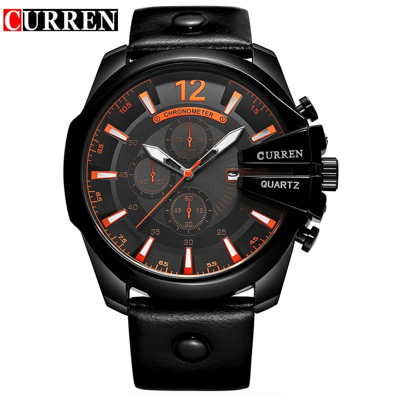 Hombres Marca de lujo CURREN Nueva moda Casual Deportes Relojes Diseño moderno Reloj de pulsera de cuarzo Correa de cuero genuino Reloj masculino