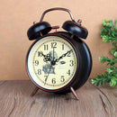 Vintage Night Light Alarm Clock European Retro Metal Alarm Clock Bedside Mute Needle Table Clock Gets Bed Ringing Bell