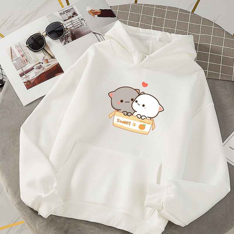 Sudaderas con capucha de estética Grunge para Mujer, Sudadera con gráfico de gran tamaño Kawaii para Mujer, ropa informal de pareja Harajuku, Sudadera para Mujer