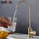 Recién llegado, grifo de fregadero de cocina purificado cepillado dorado de acero inoxidable, grifo de agua fría para beber giratorio montado en cubierta G1144