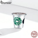 bamoer Authentic 925 Sterling Silver I love Cafe Time Coffee Cup Charm for Original Silver Bracelet &amp; Bangle DIY Jewelry SCC1545