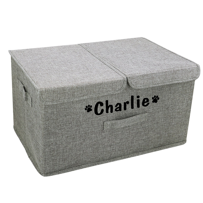 Custom Dog Toy Box Canvas Storage Bin Collapsible Pet Supplies Storage Basket For Organizing Pet Toys Leash Clothes Accessories