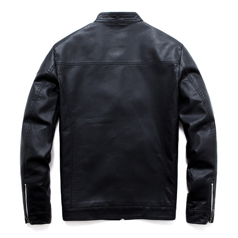 Men Faux Leather Jacket Motorcycle 5XL Men&
