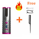 Cordless Auto Rotating Ceramic Hair Curler USB Rechargeable Curling Iron LCD Display Temperature Adjustable Curling Wave Styler