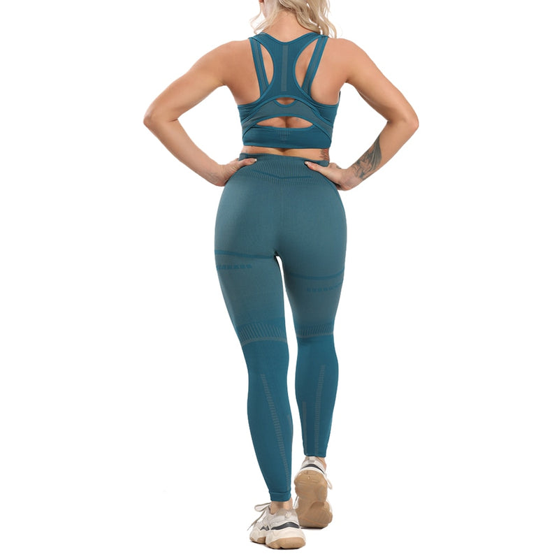 Conjuntos deportivos de 2 piezas, conjunto de yoga para entrenamiento, traje de mujer para fitness, mallas sin costuras, ropa deportiva Vital, ropa de gimnasio, chándales 2020