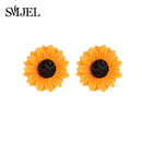 SMJEL Cartoon Sunflower Earings for Women Fashion Big Sun Flower Statement Earring Korean Studs Jewelry Best Friend Gifts